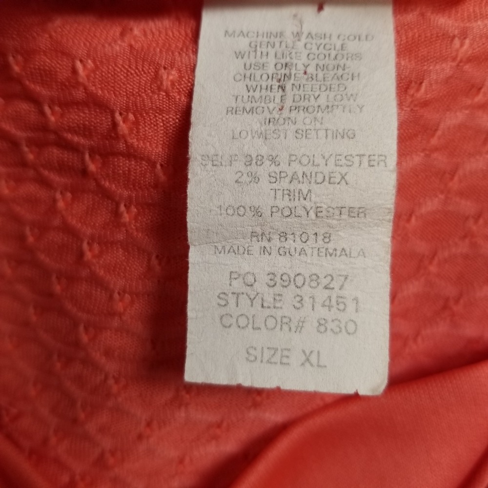 BonWorth Top Womens XL Extra Large Orange See Through Short Sleeve Stretch Knit - Picture 9 of 12
